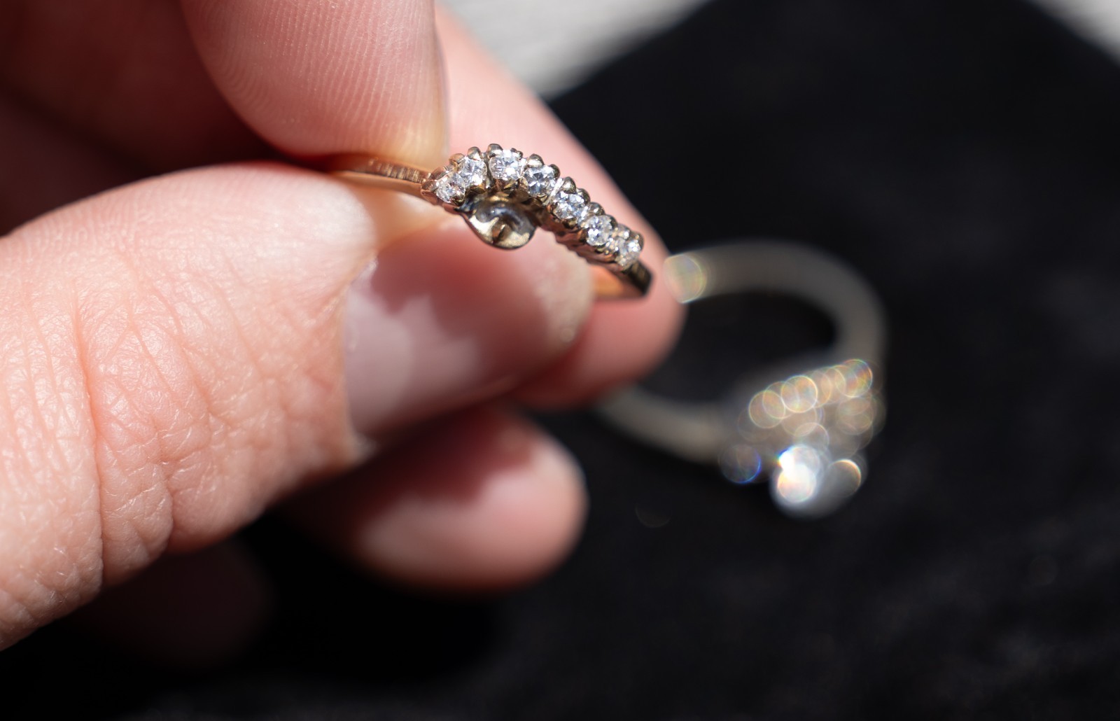 Vintage Old European Cut (OEC) 14K Gold Diamond Cluster Ring Wrap size 6-6.5