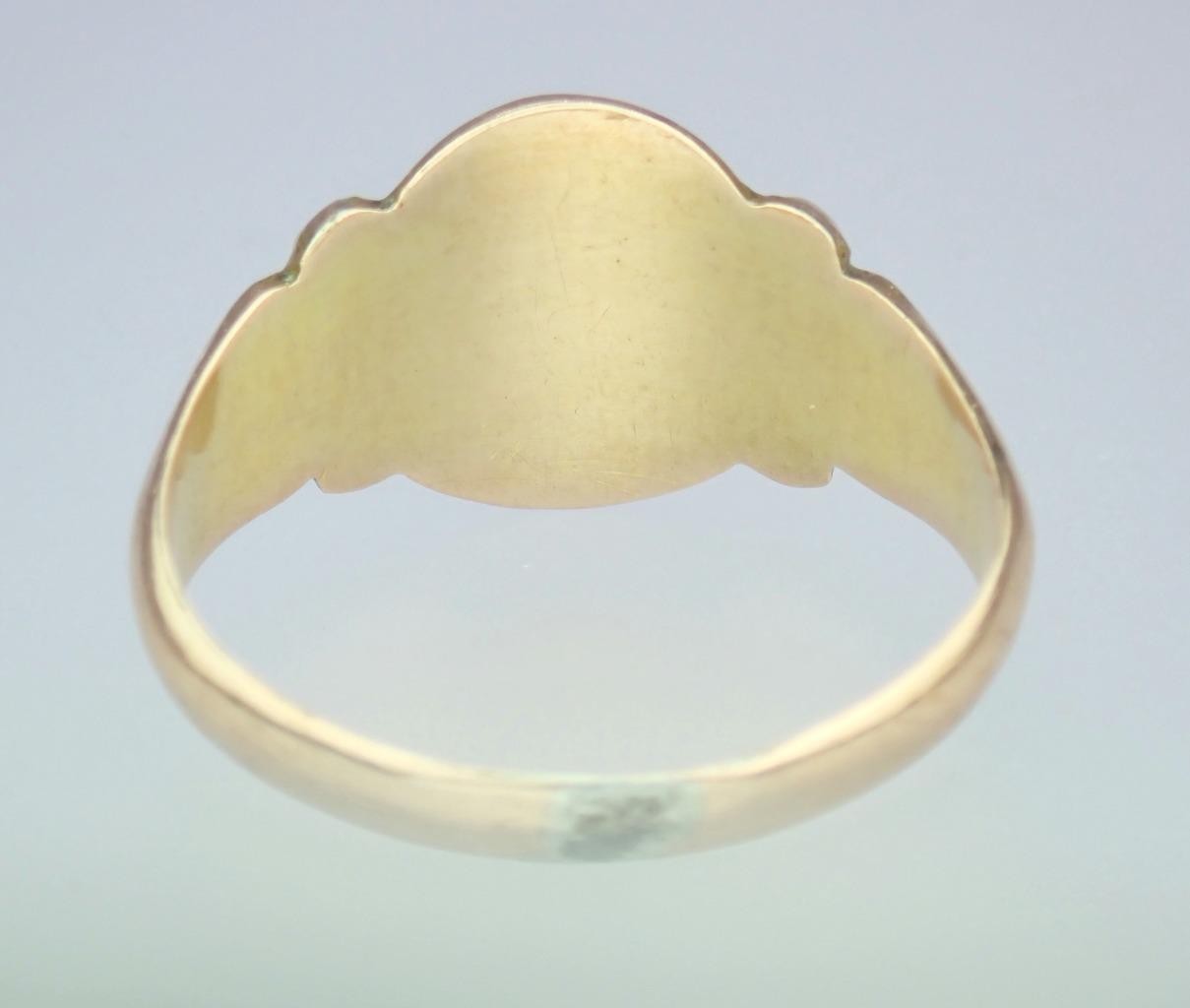 Fine Antique Edwardian Solid 9K Rose Gold Banded Agate Signet Pinky Ring 1904 8