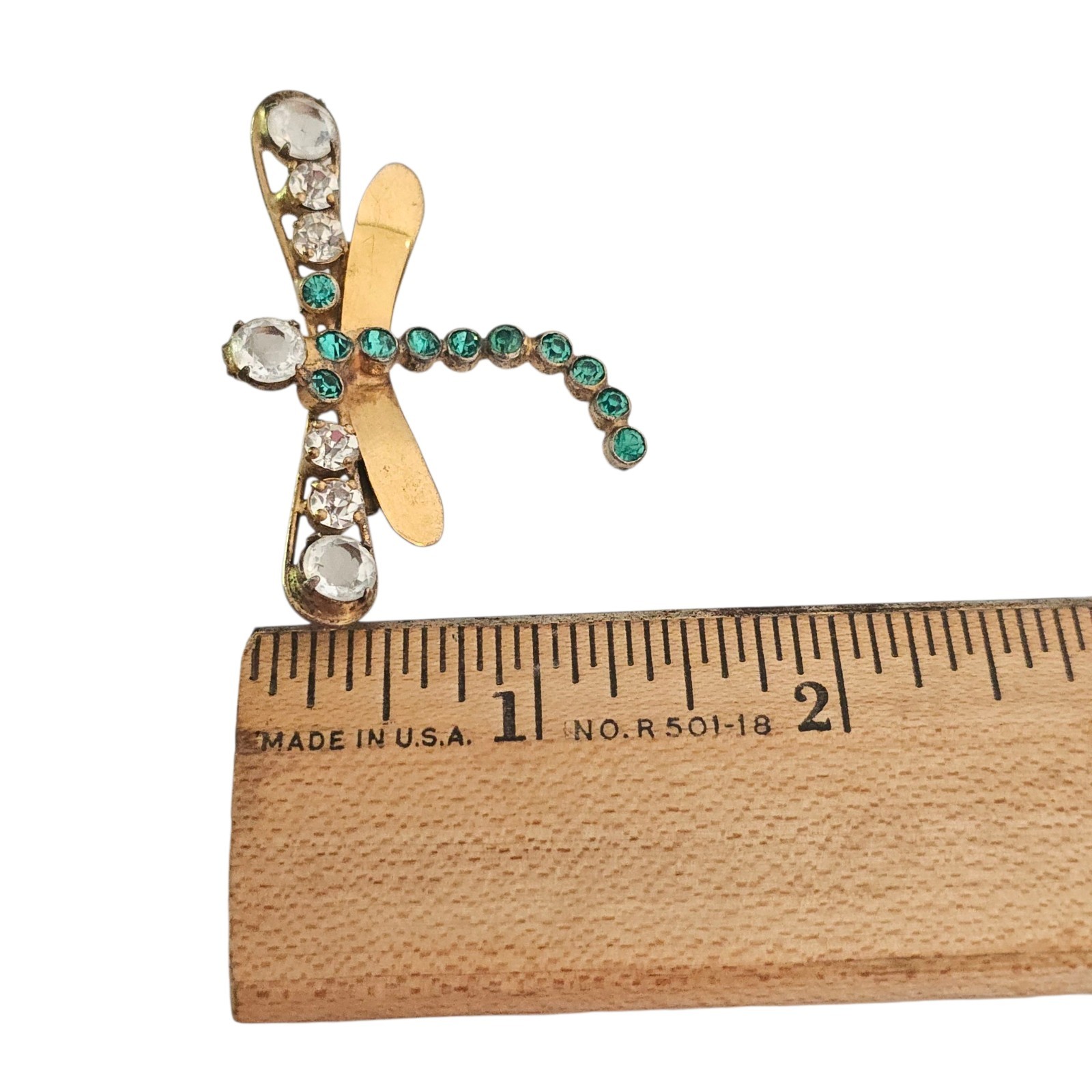 ADELE SIMPSON Dragonfly Turquoise Clear Austrian Open Back Rhinestone Brooch
