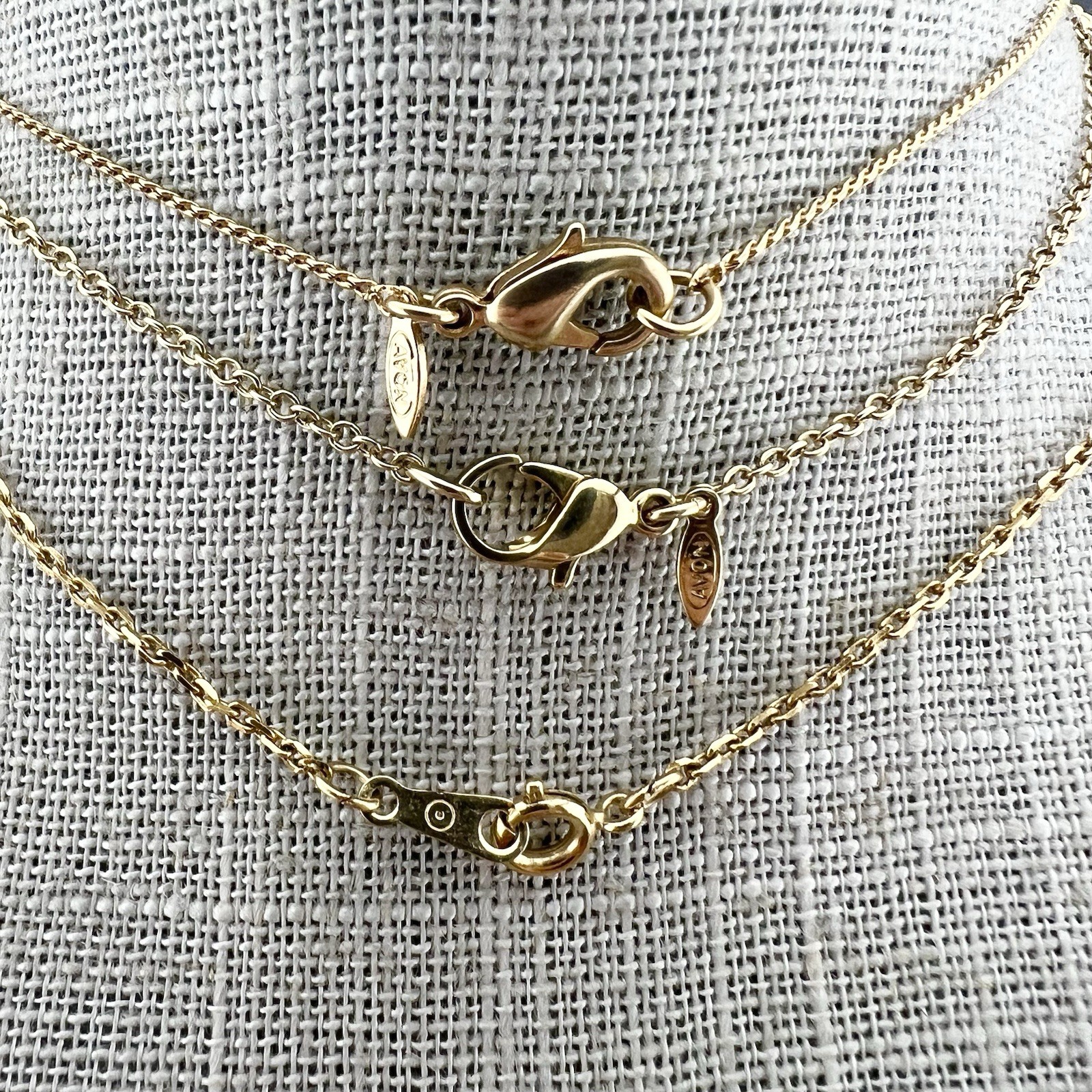 Vintage Avon Necklace Lot Gold Tone Ball Bead Slide Rhinestone Faux Pearl Signed