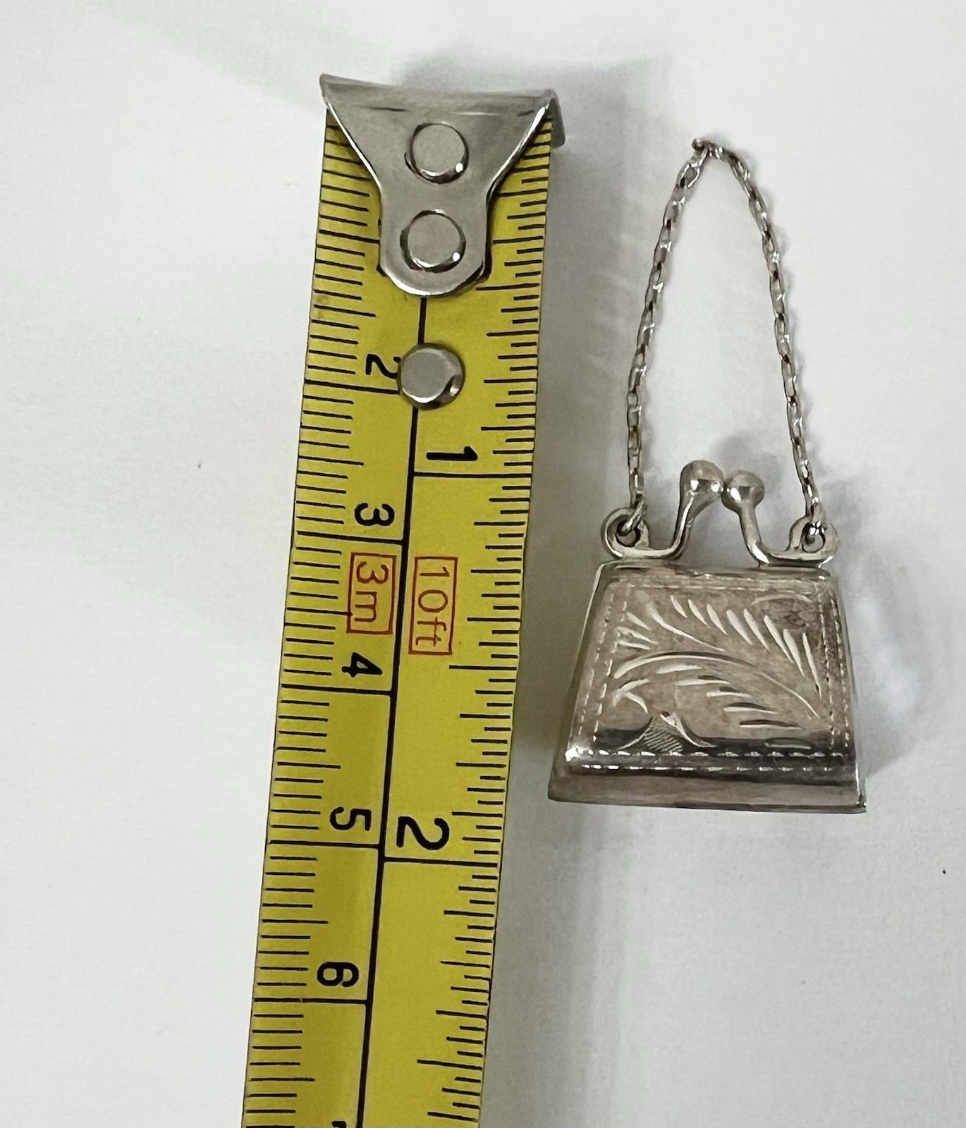 Vintage Art Nouveau Sterling Silver 925 Mini Purse Pendant Pillbox Locket