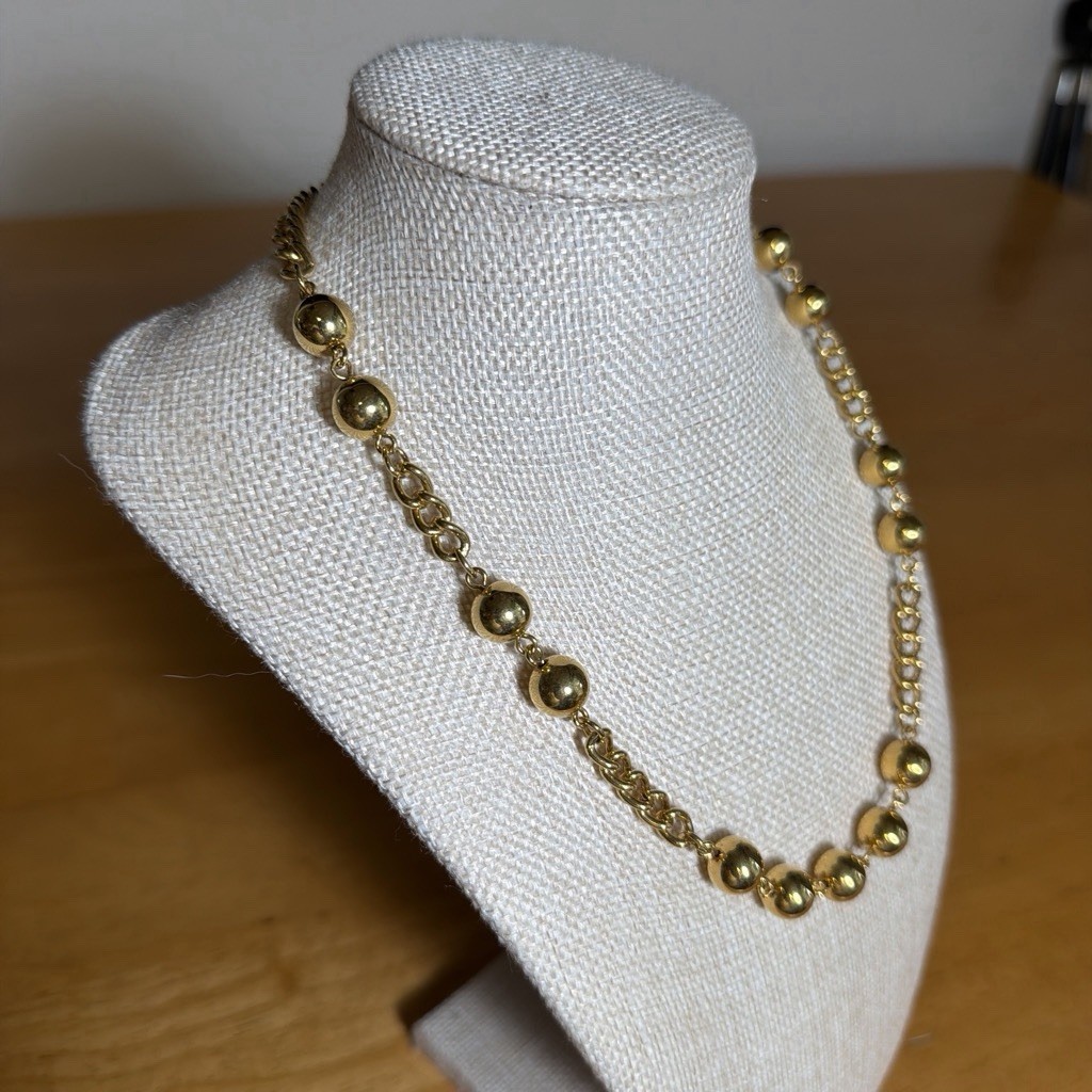 Vintage Monet 18” Gold tone Chain with Gold Tone balls