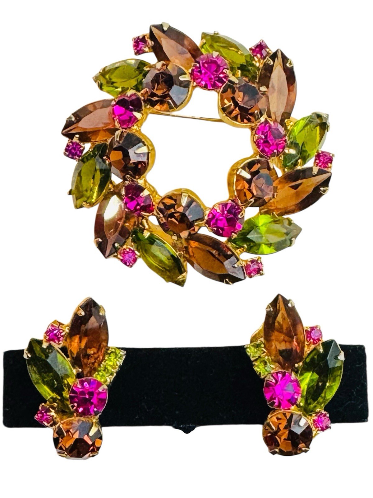 Juliana DELIZZA and ELSTER Circle Brooch with Matching Earring Clips BEAUTIFUL!