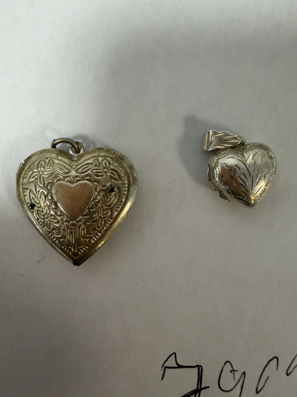 925 Silver Art Deco Vintage Pendent. 2 Heart Pendants