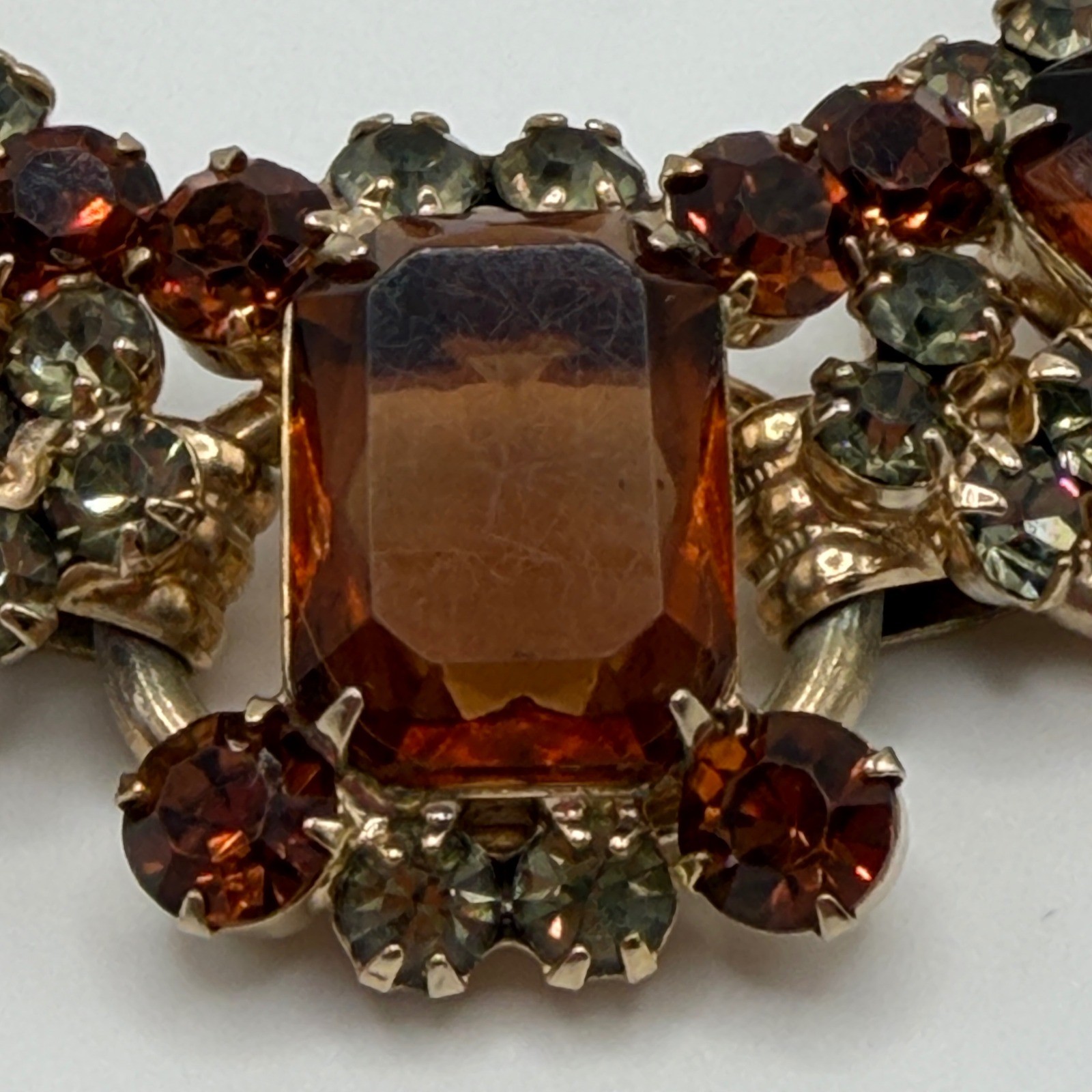 Juliana Elster & DeLizza VTG Smoky Topaz Rhinestone Bracelet and Earrings Set