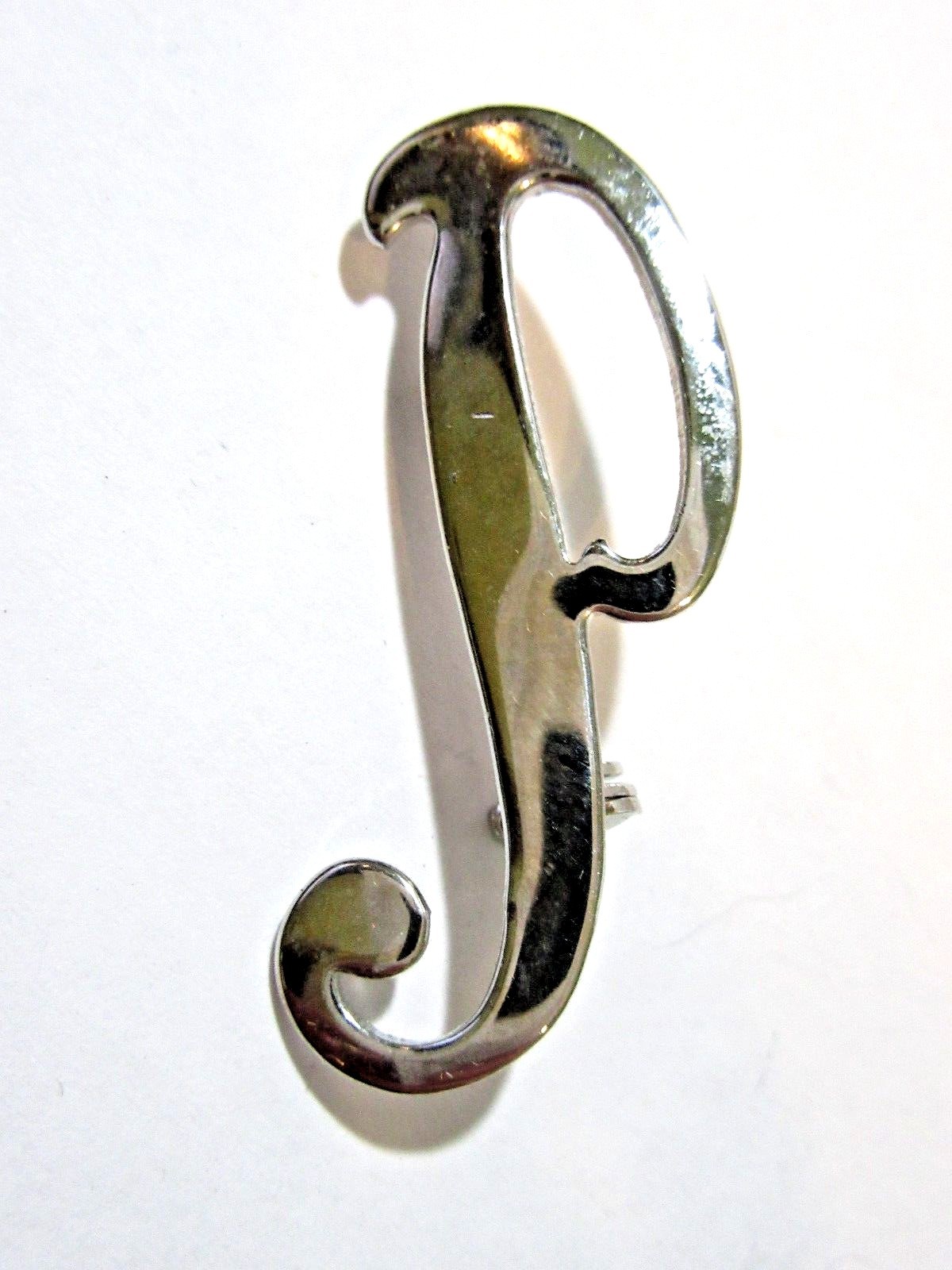 FANCY SILVER TONE INITIAL LETTER P CHROME MID CENTURY VINTAGE 1960’S