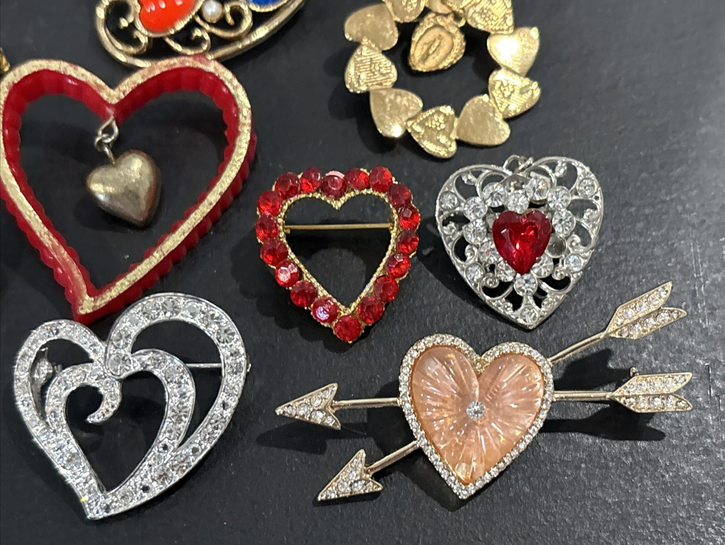 Lot 42 Vintage Now Pin Heart Hearts LC Sarah Coventry Avon Anne Klein ONLY $2