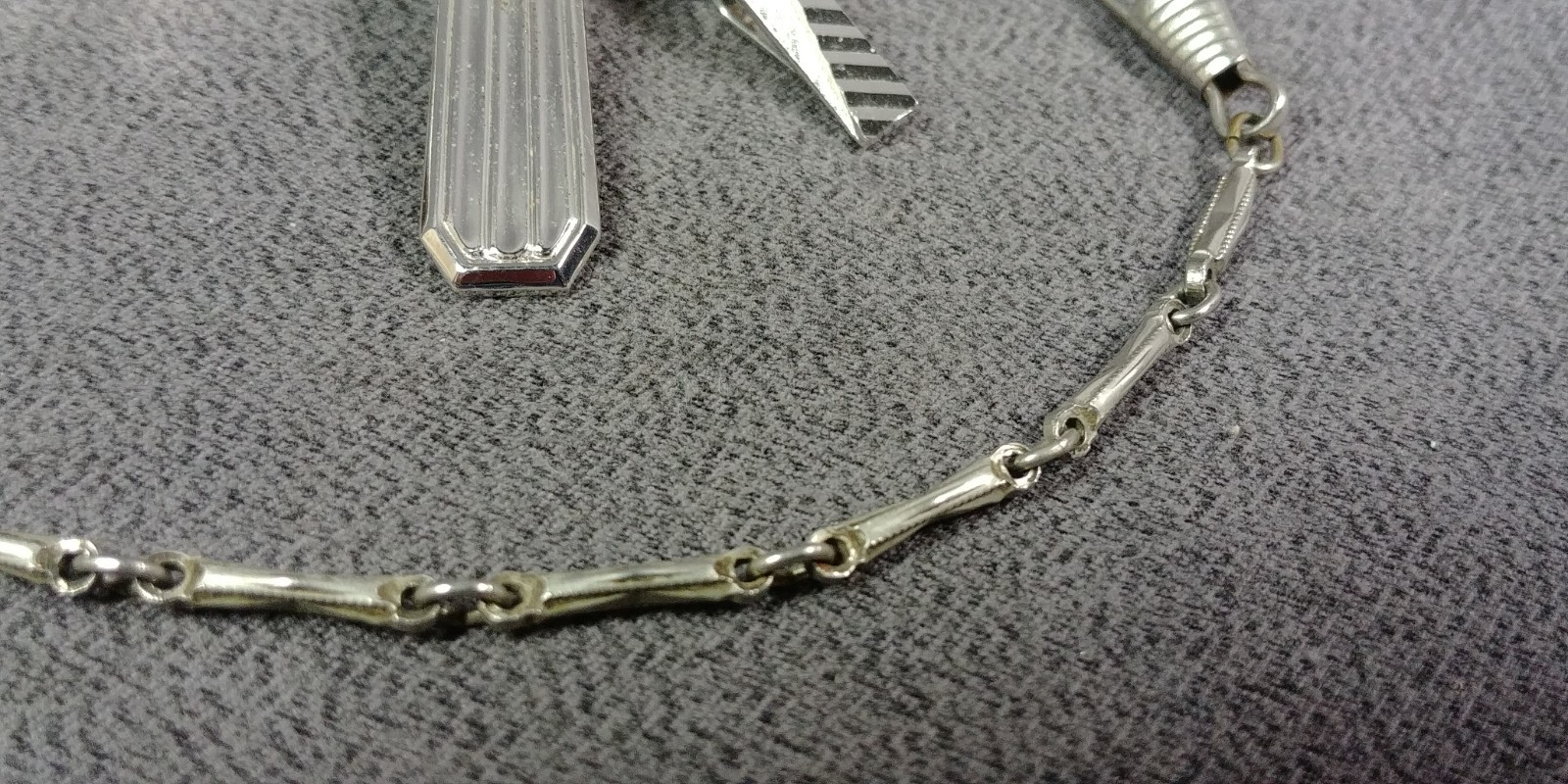 4 Tie Bar Clip Watch Chain Fob Marvel Sterling Silver Swank Comedy Tragedy Masks