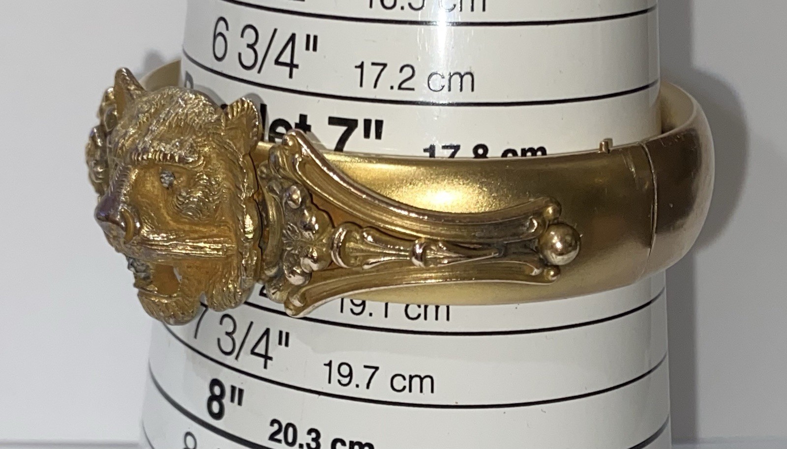 PROVIDENCE STOCK CO. CA. 1908 LION’S HEAD VICTORIAN GOLD FILLED BRACELET-7”WRIST