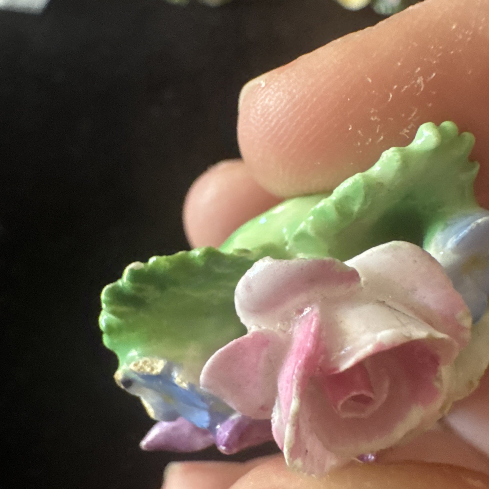 Crown Staffordshire Brooch-1930s Antique English Bone China Porcelain Flower Pin