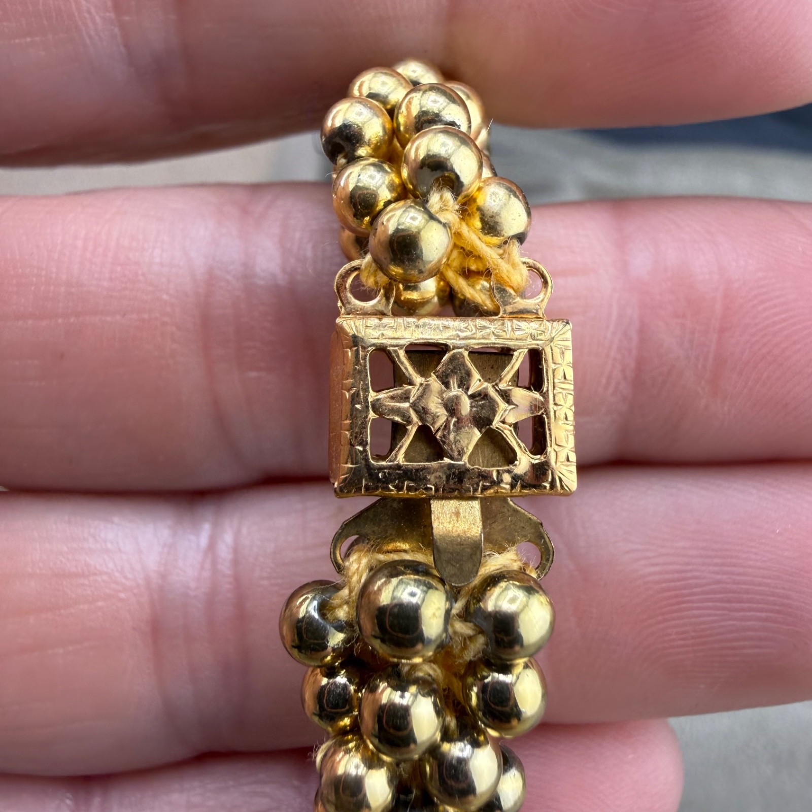 Vintage Popcorn Beaded Necklace Rope Gold Tone