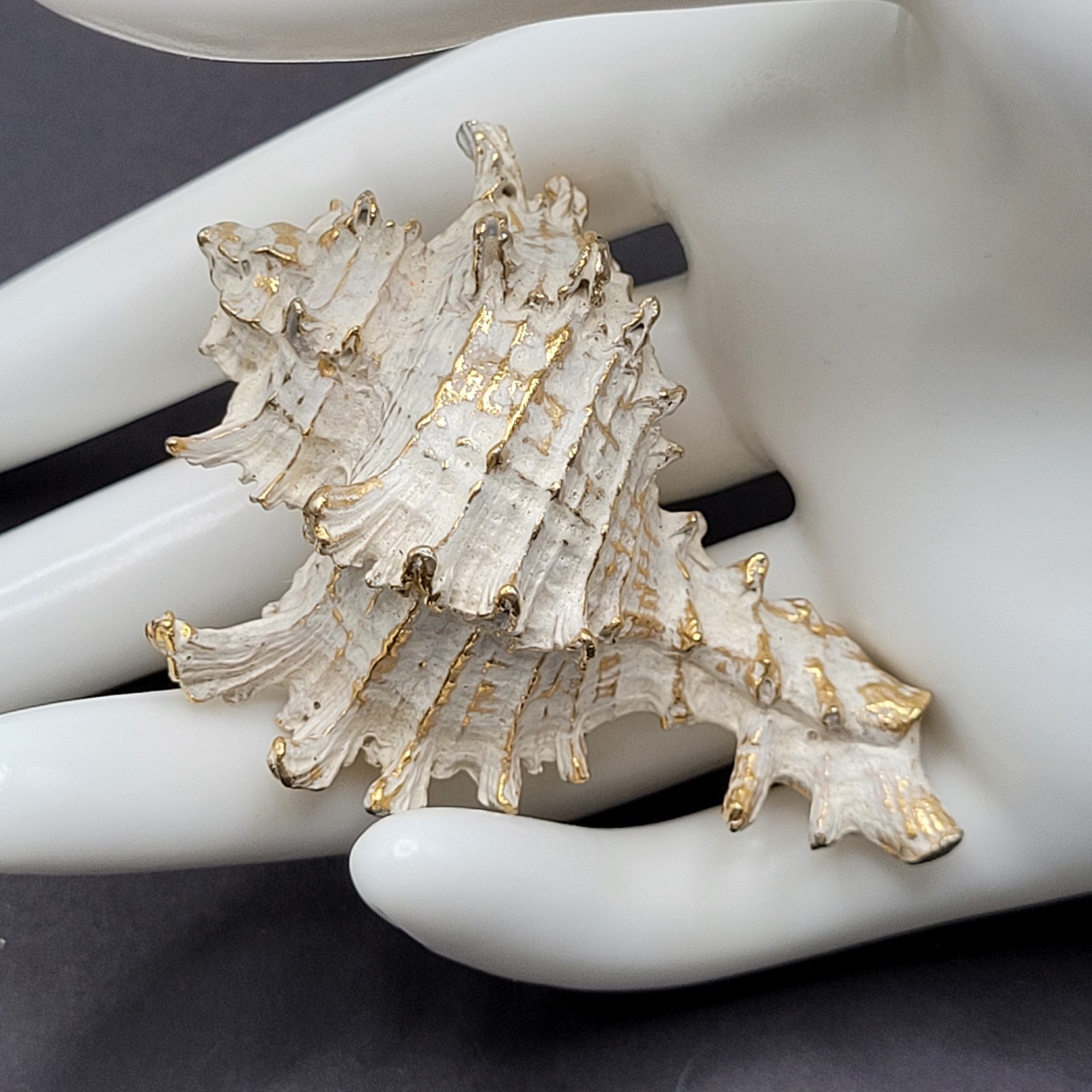 Zentall Gilded Branched Ramose Murex Spiked Conch Vintage Brooch Pin Rare