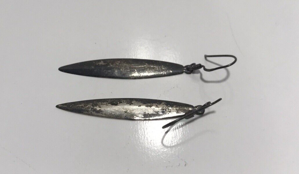 CW Vintage Sterling Silver Long Dangle Earrings 2.7 Grams