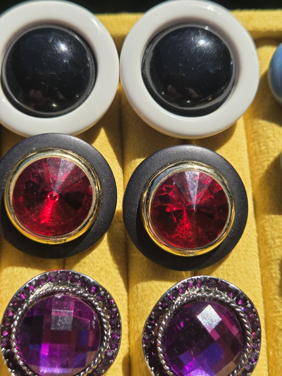 Vintage Clip On Earrings Lot Bold Chunky 60s 70s 80s Rivoli Enamel