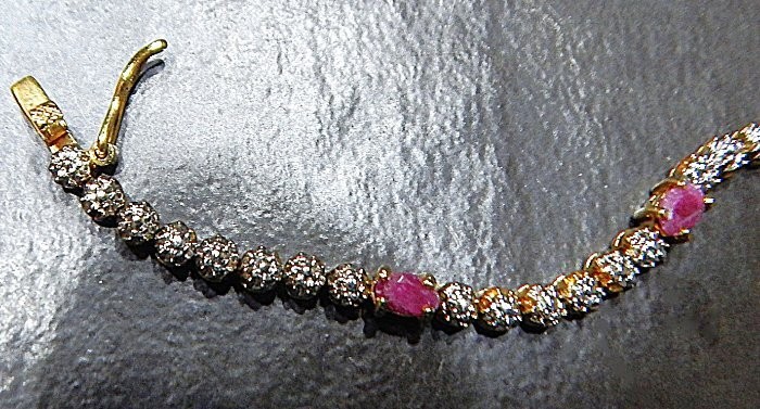 DEE BERKLEY 925 Sterling Silver Vermeil Ruby Tennis Bracelet 9.4g DBJ Signed
