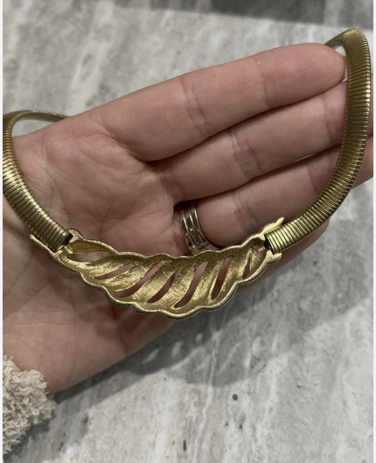 Vintage Omega Necklace Red Enamel Pendant Collar Gold Tone Jewelry