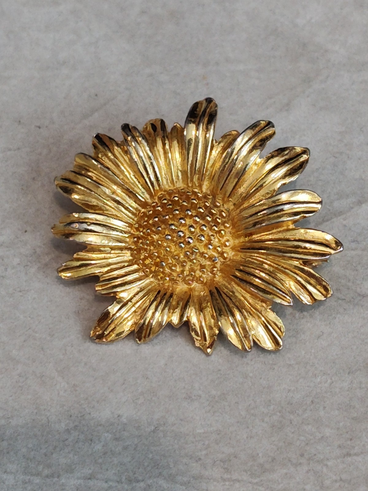 Rare JOY Signed Vintage Brooch Sunflower Gold Tone Lester Joy Super Rare