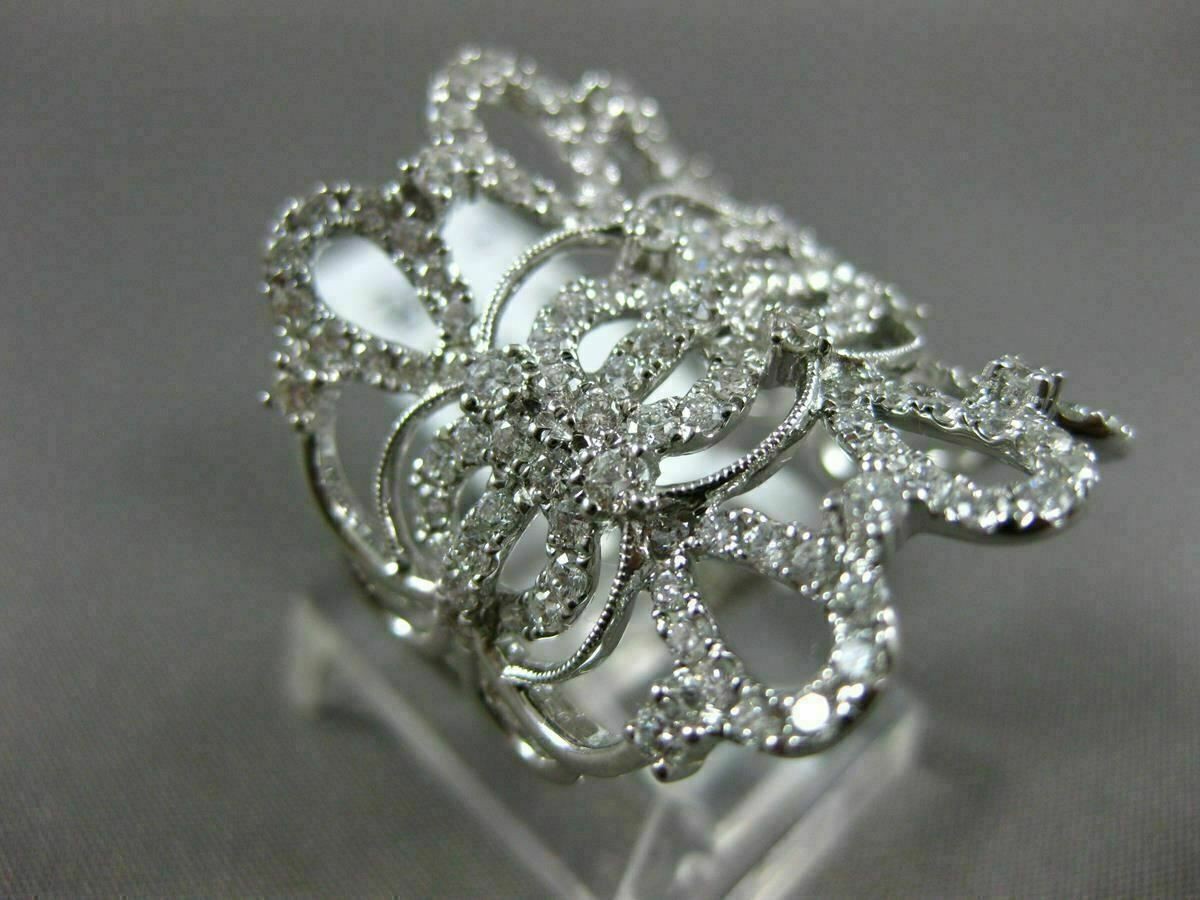 ESTATE EXTRA LARGE 1.53CT DIAMOND 18KT WHITE GOLD 3D OPEN CROWN TEAR DROP RING