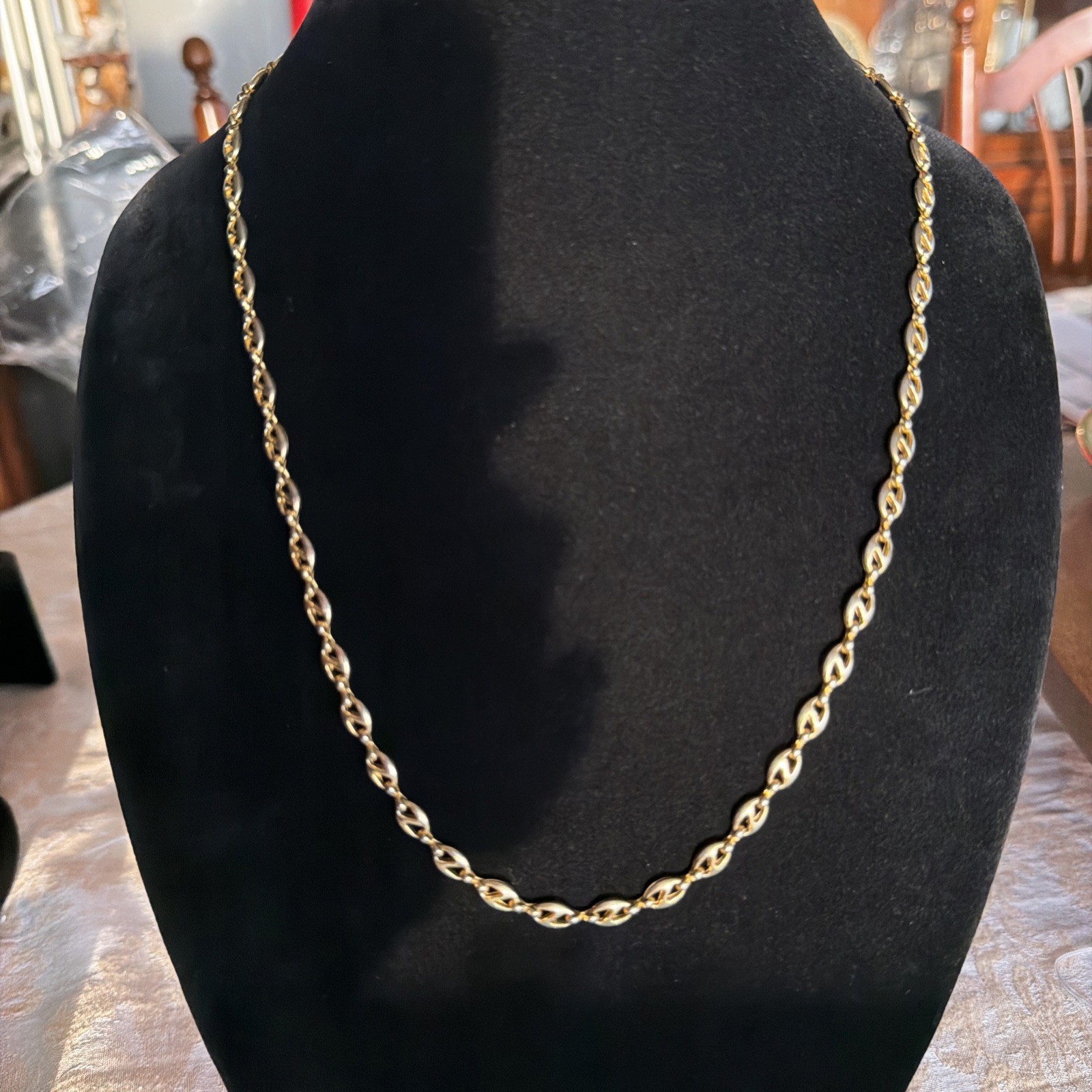 Mariner Anchor Chain Necklace Vintage Classic Preppy Jewelry Gift 24” Gold Tone