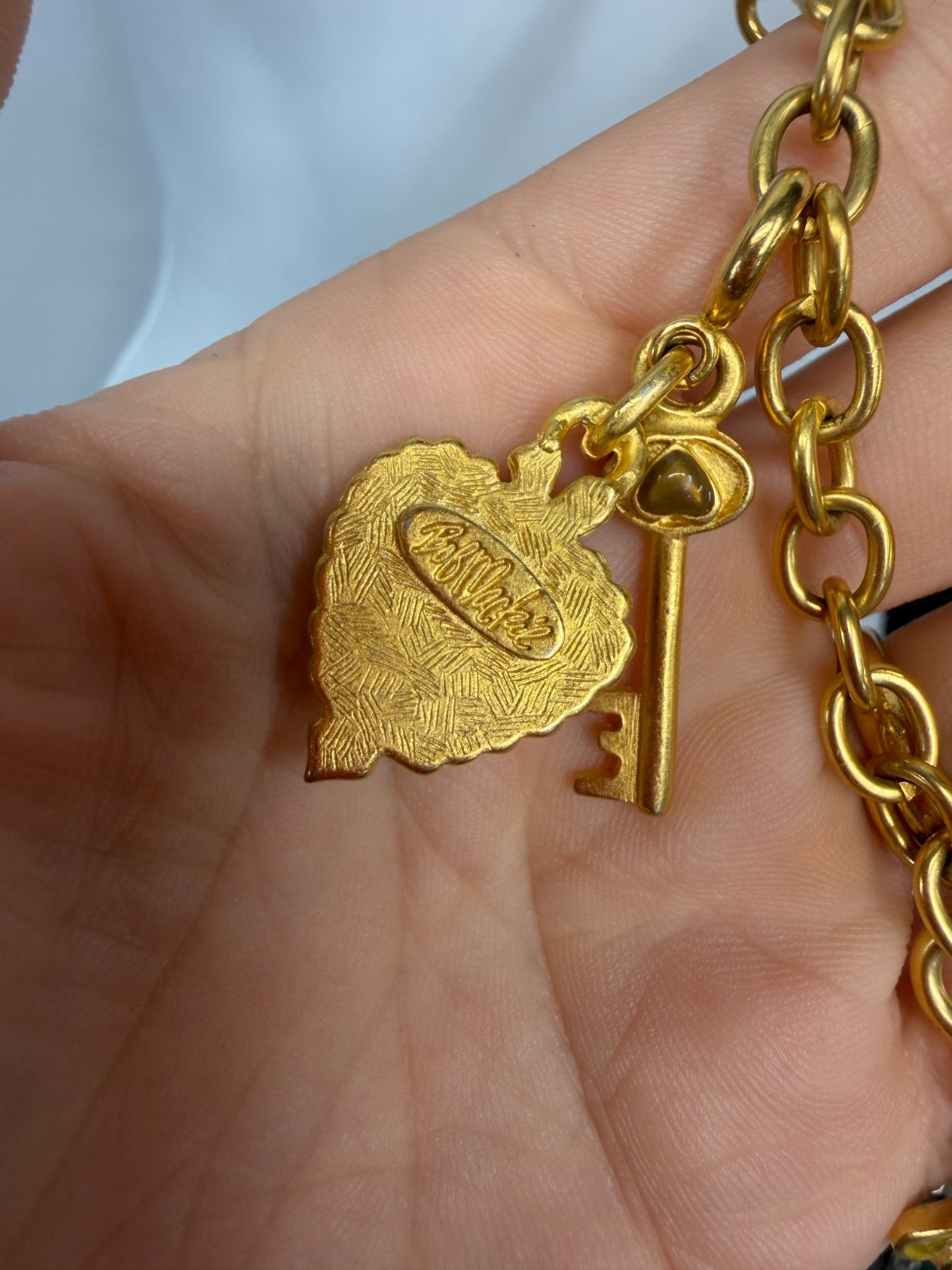 Vintage Bob Mackie Necklace Charms Goldtone 32 Inches Signed