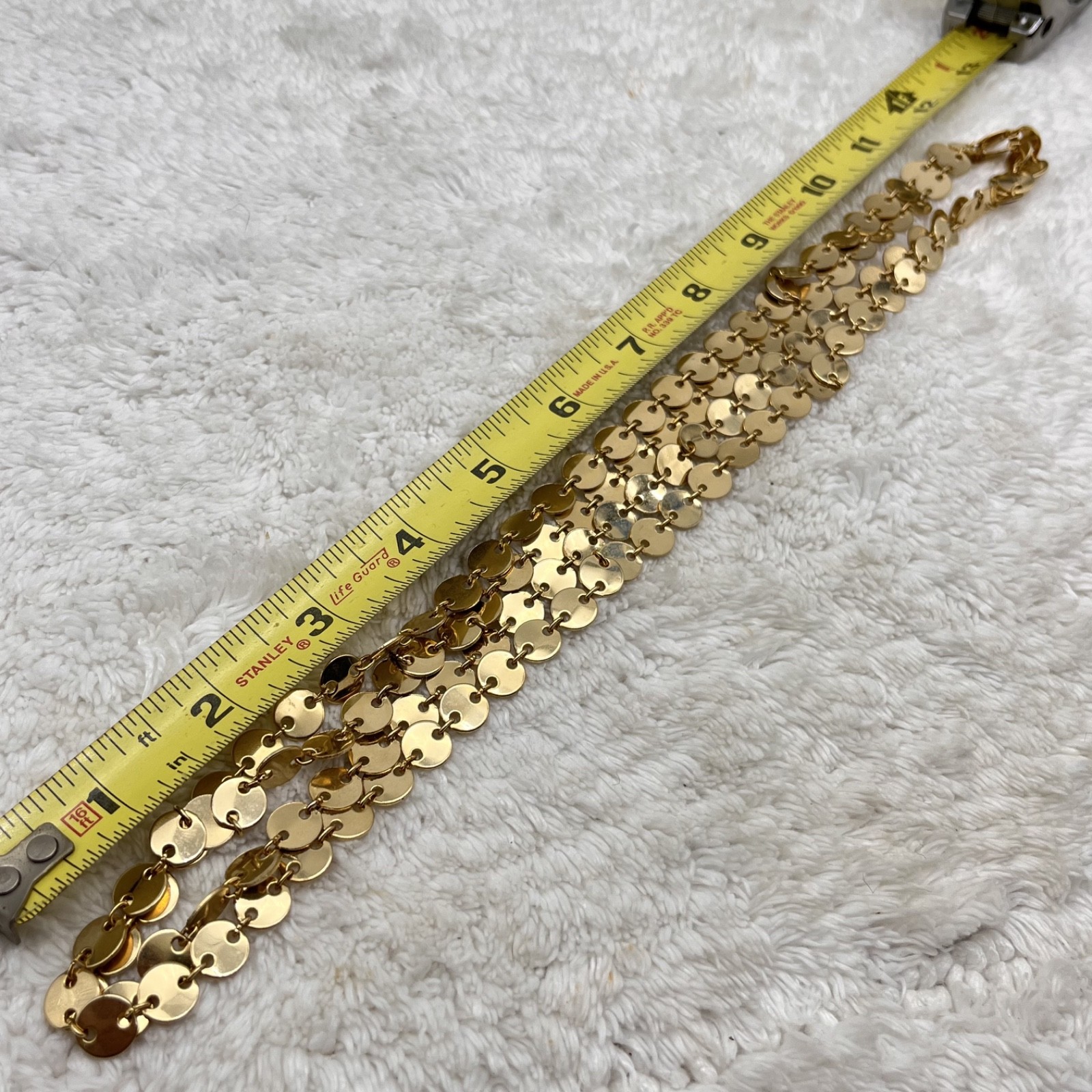 Vintage Coin Link Necklace Gold Tone Rope Flapper Length 48″