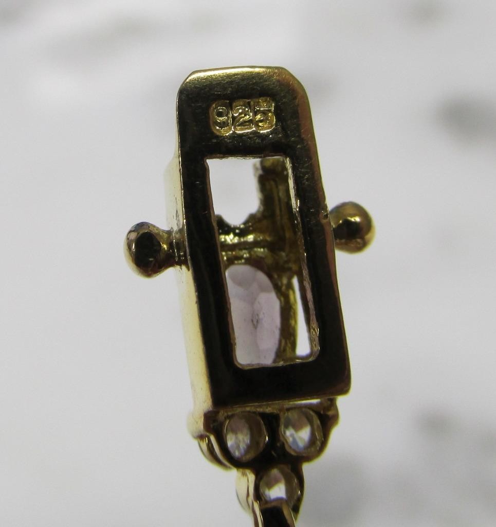 DBJ Amethyst & Clear Stone Gold Plated Sterling Silver Bracelet ~ 12g ~ 9-A506