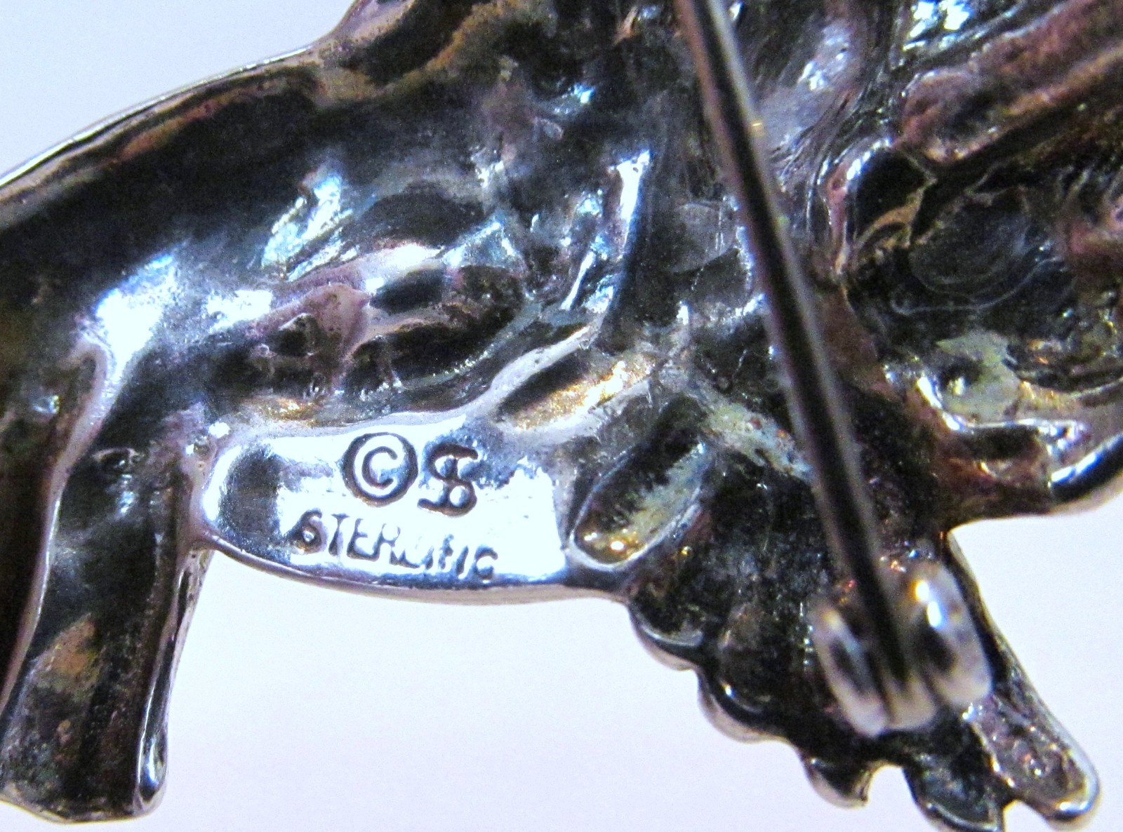Vintage Shube Dimensional Angels Solid Sterling Silver Pendant Pin Brooch 2″long