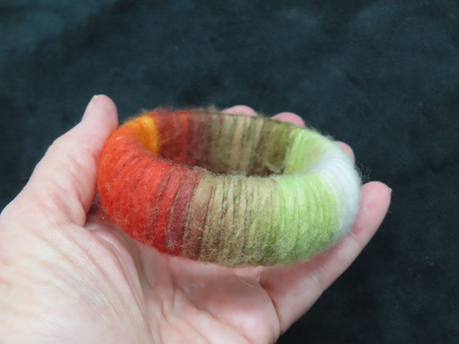 Vintage Contemporary Fall Colors Yarn Bangle Bracelet