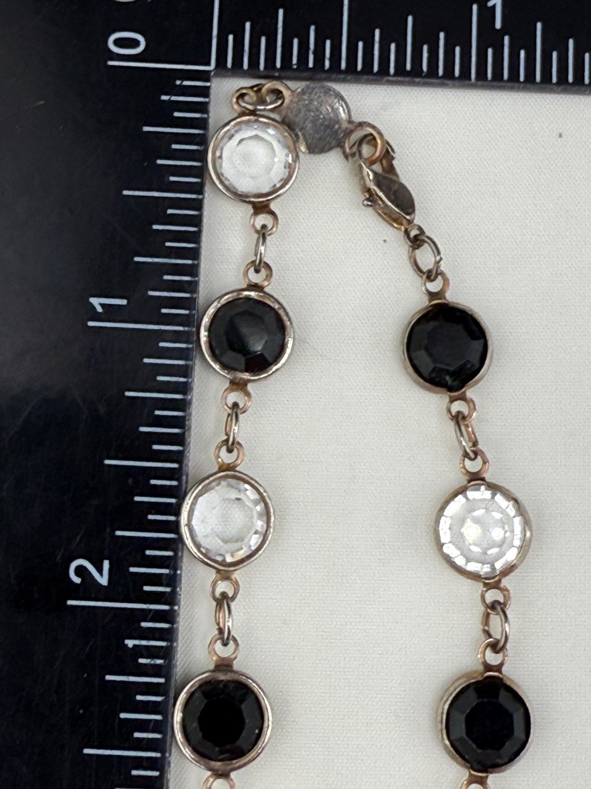 Austrian Crystal Necklace Black Clear Flapper Opera 34”