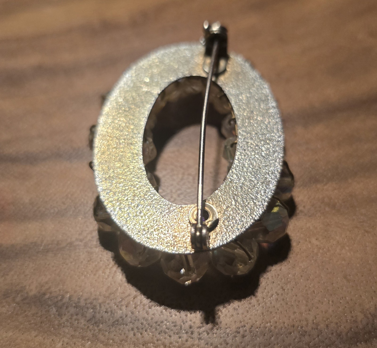 Vintage Faceted Crystal Glass Bead Brooch