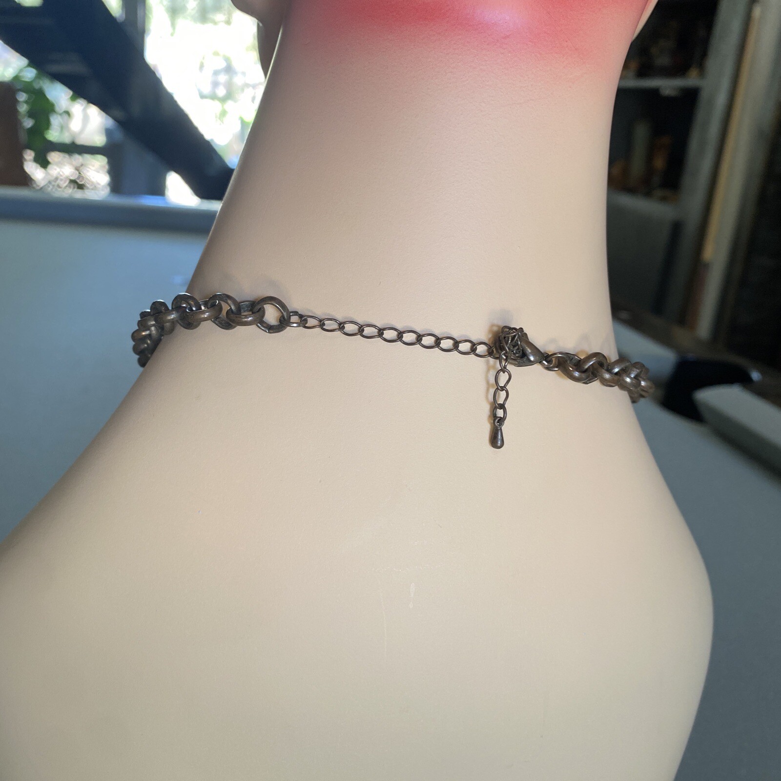 Stone Beads Wire Choker Necklace OOAK Brutalist LARP Cosplay Costume Jewelry 25”