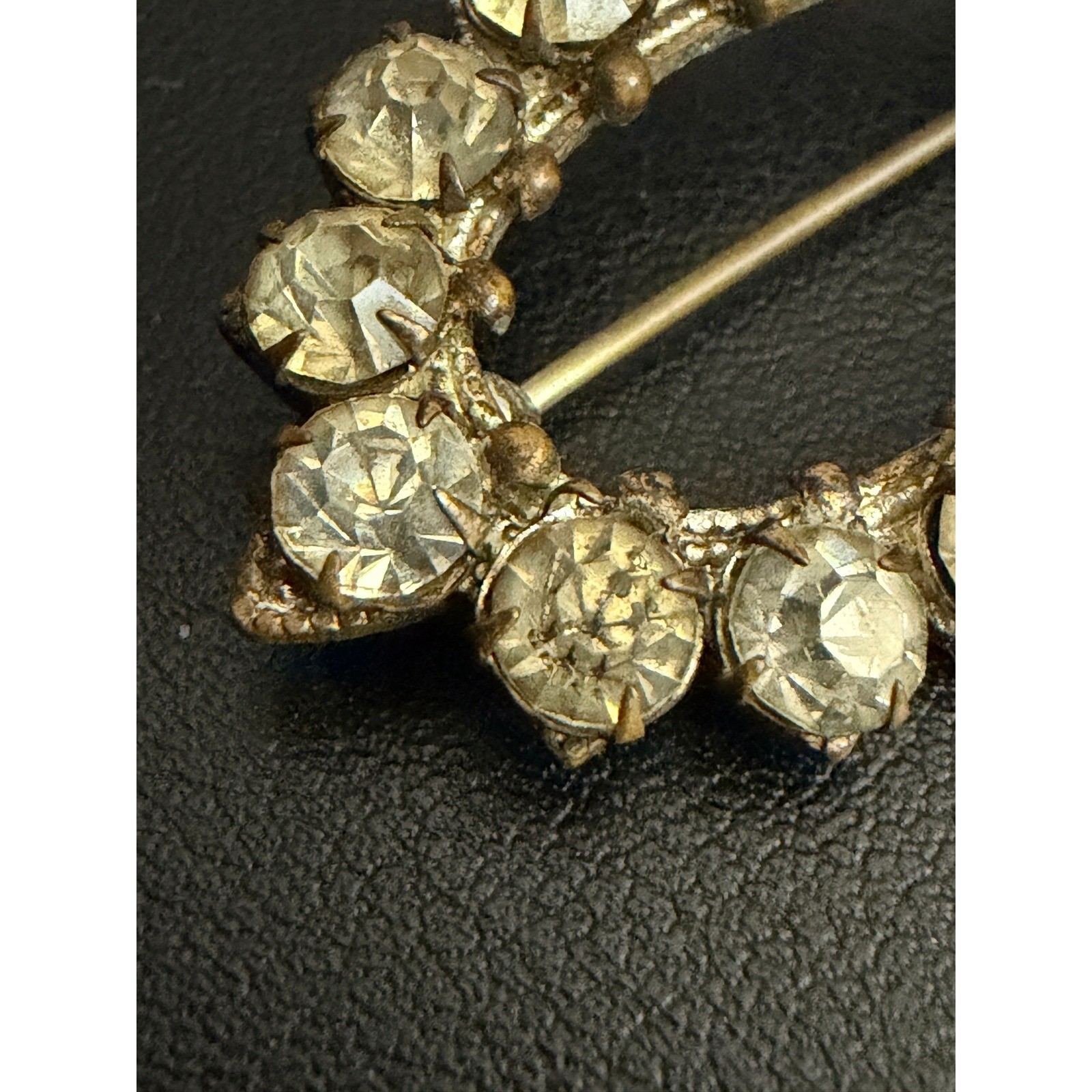 Vintage Rhinestone Brooch Oval Wreath Floral Cluster Pins Silver