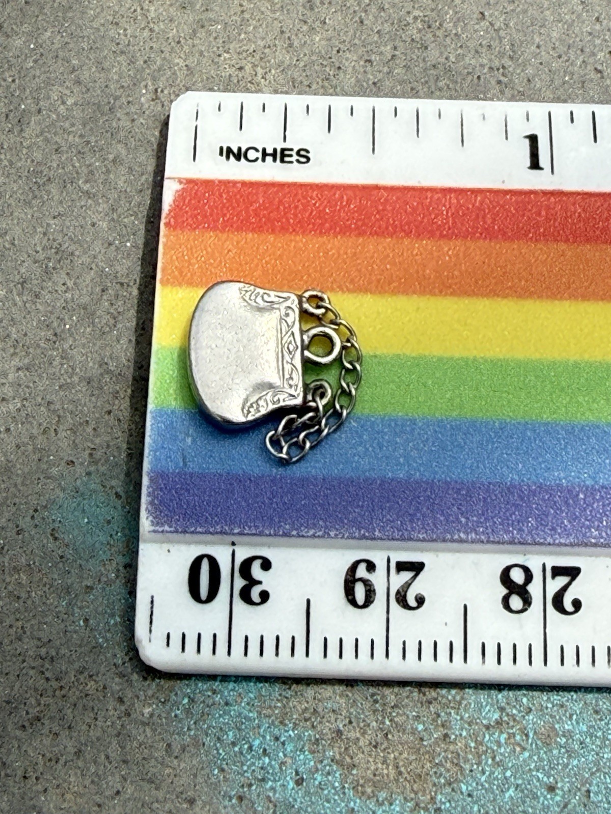 Sterling Silver Vintage Tiny Ladies Handbag Purse Little Chain Handle Charms 1.3