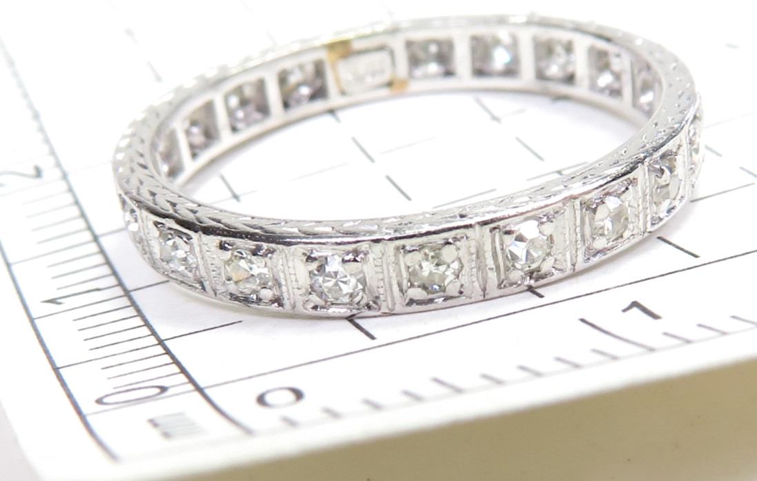 Antique Art Deco 1920’s Wedding Eternity Platinum Band Size 5.5 UK-K1/2 EGL USA