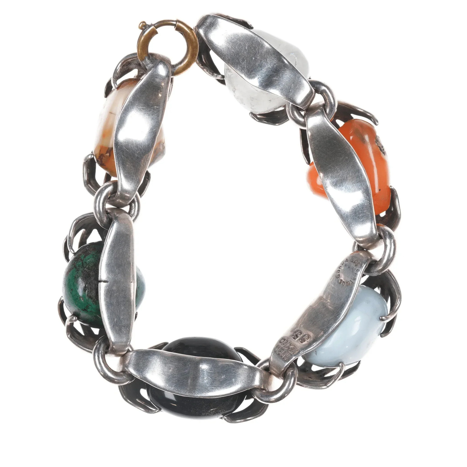 6.625″ Vintage Los Castillo Sterling Multi-stone bracelet