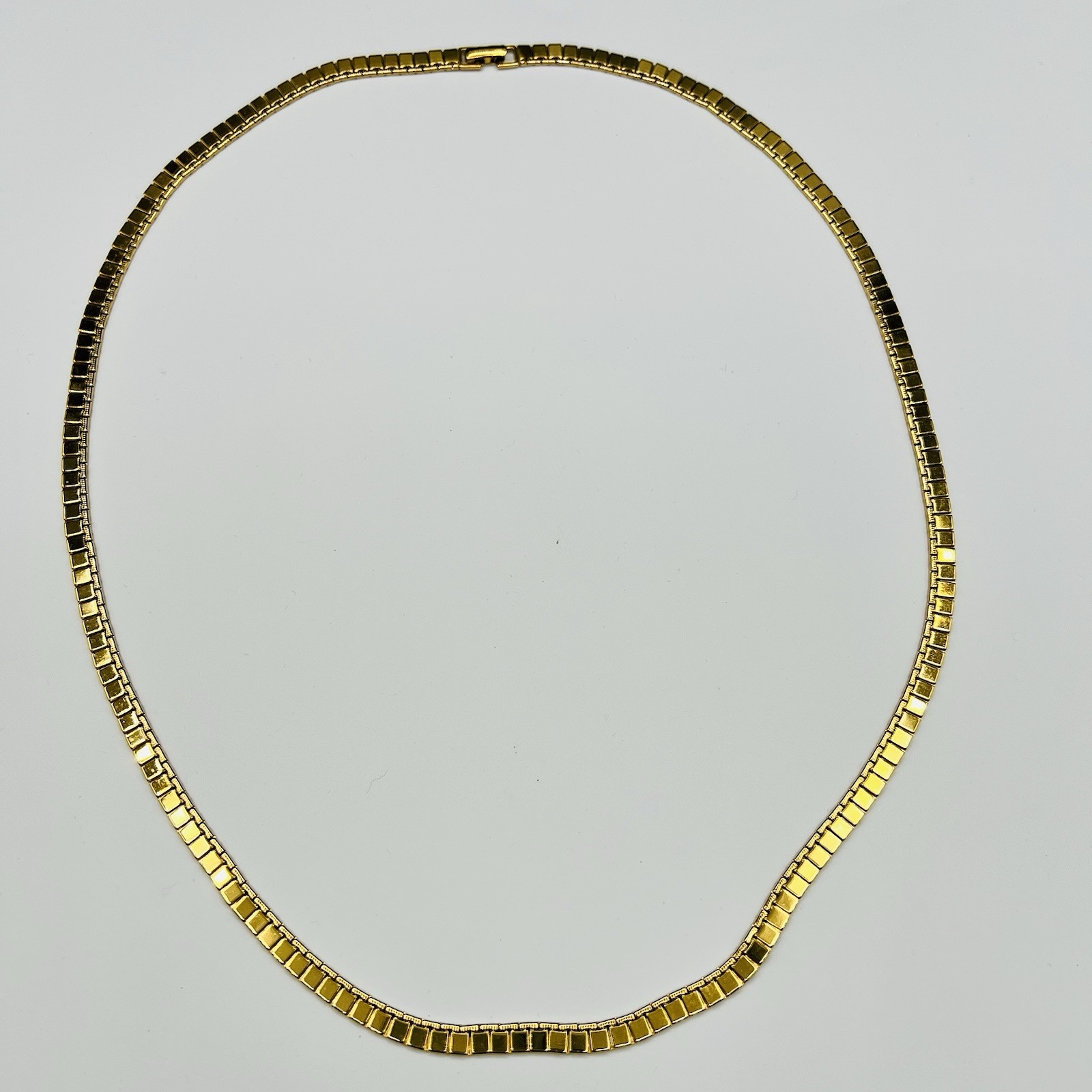 Monet Gold Tone Articulated Tile Link Necklace 27” Signed Vintage Statement Bold