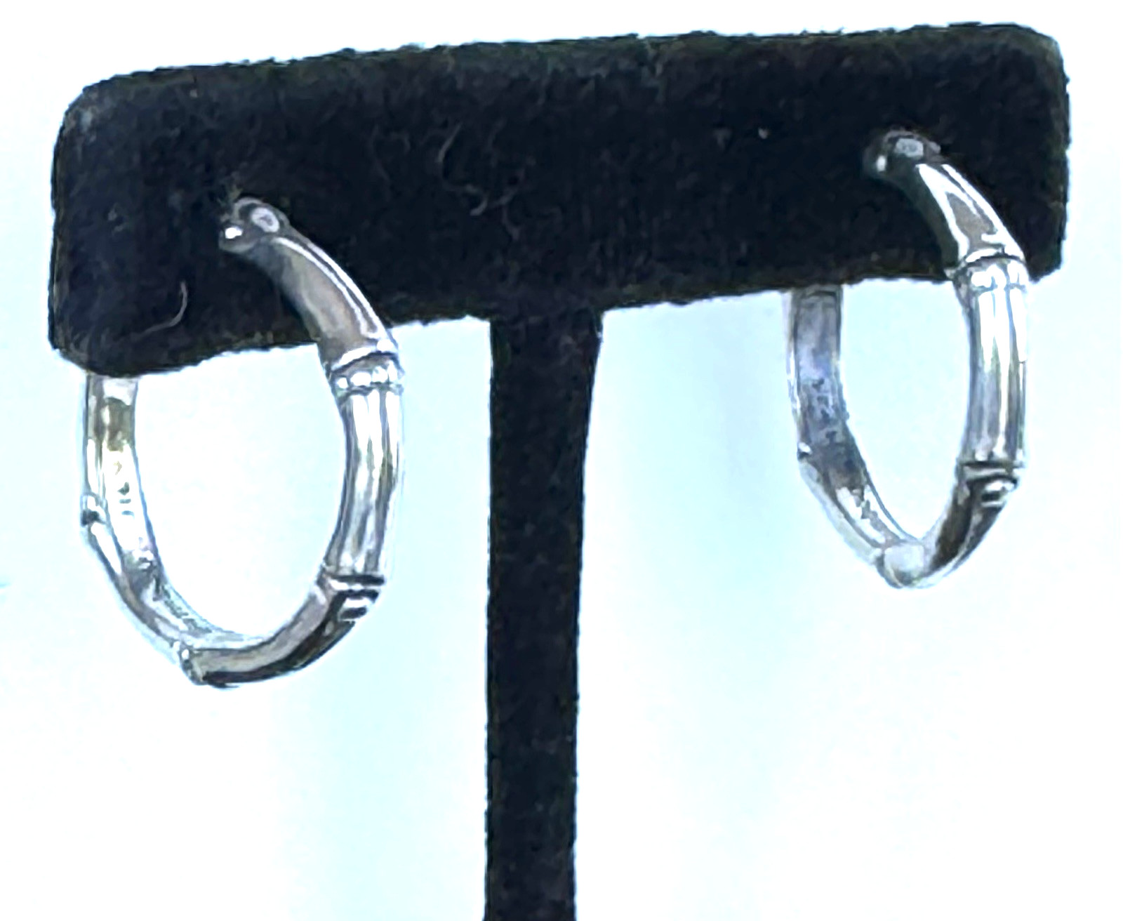 Vintage John Hardy Bamboo Hoop Earrings 925 Sterling Silver 1” JH
