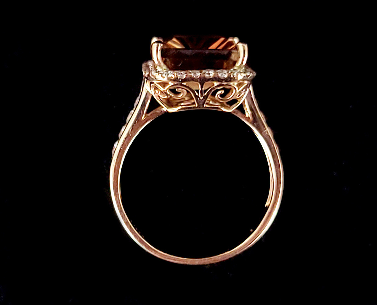 Estate 14k Rose Gold 3.8cttw Brown Peach Tourmaline Diamond Stunning Ring s 7.5