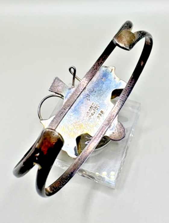 Vintage Mexico 925 Sterling Silver Grape Vine Cuff Bracelet Brass Leaves 26.1g