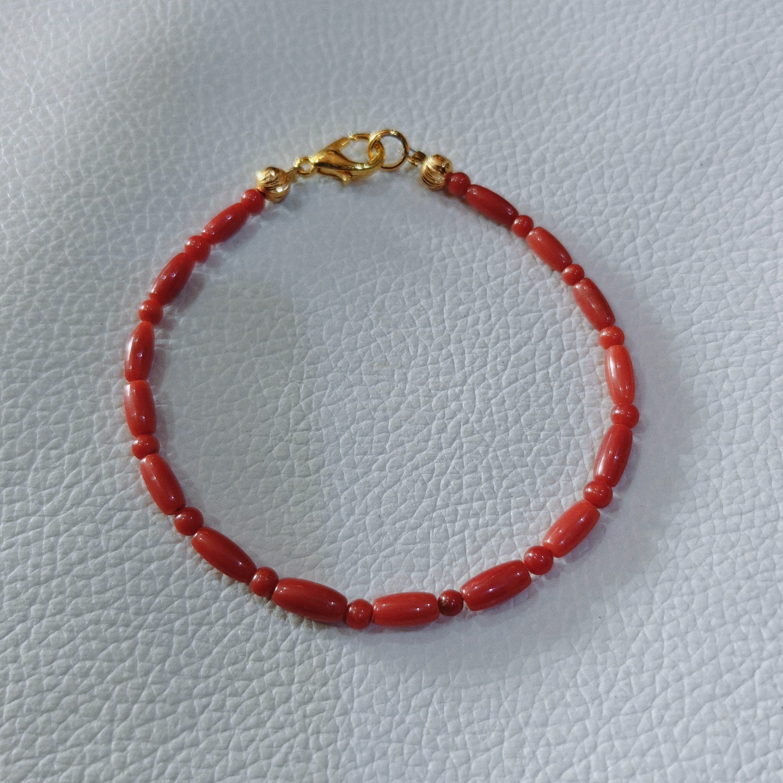 Genuine Natural Red Coral Bracelet Italy Coral Beads Handmade Gemstone Bracelet