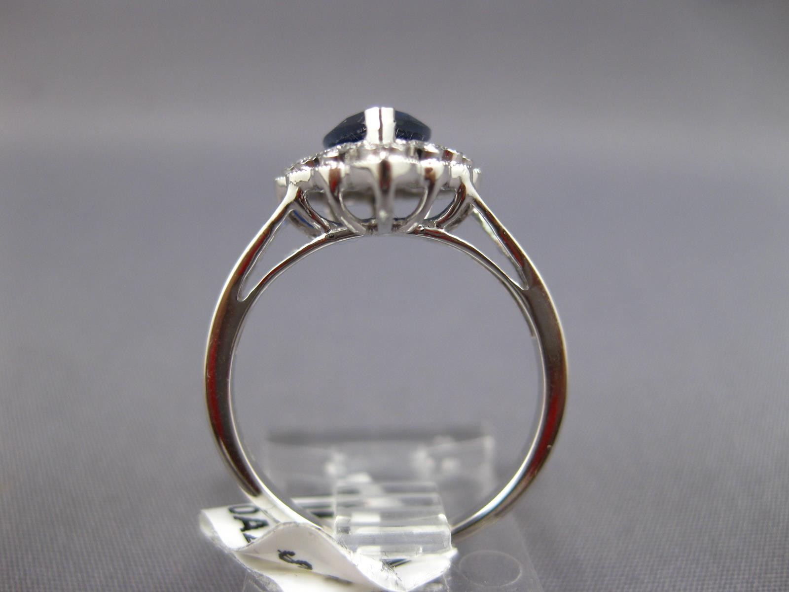 WIDE 1.52CT DIAMOND & AAA SAPPHIRE 14KT WHITE GOLD 3D PEAR SHAPE ENGAGEMENT RING