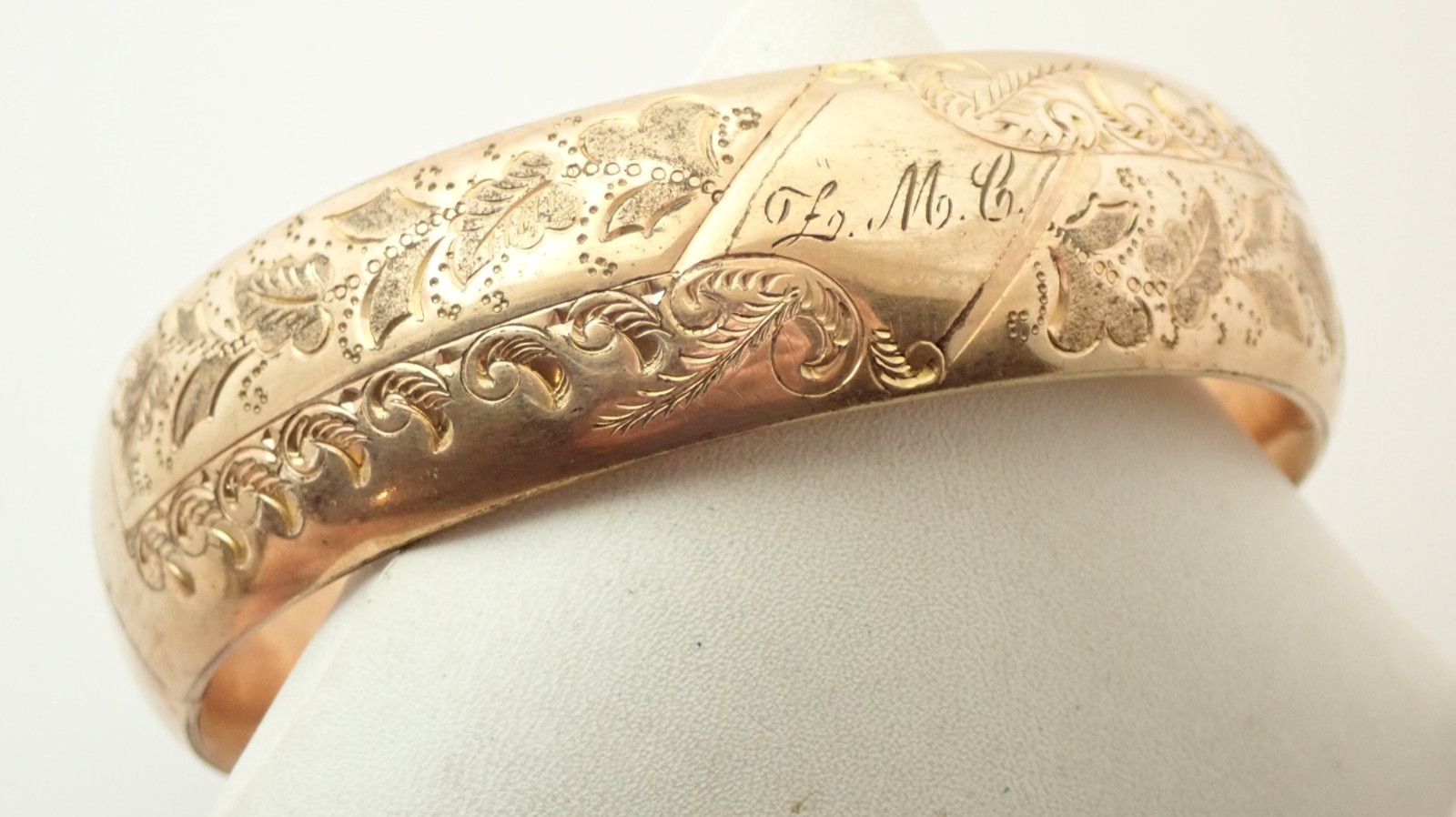 Antique Victorian Signed JMF Co Gold Filled Estate 3/4″ Bangle Bracelet 40 grams