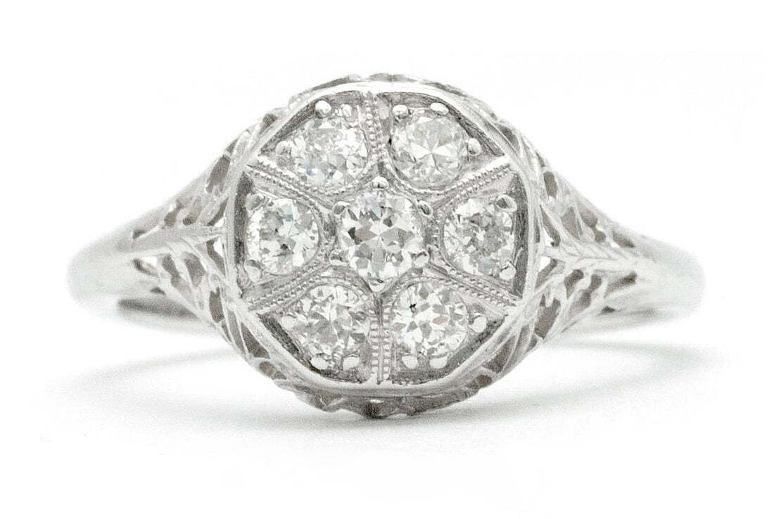 Vintage 0.35 Carat Diamond Cluster Engagement Ring