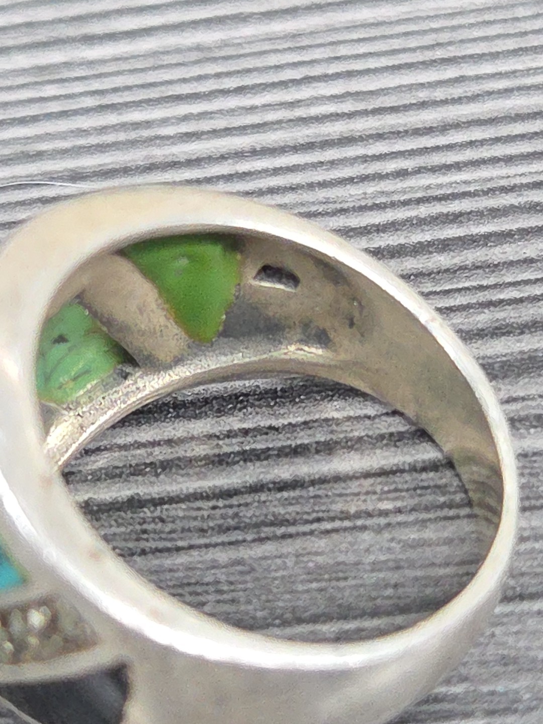 VTG Signed CW Sterling Silver 925 Marcasite & Inlaid Multi Gemstone Ring SIZE 8