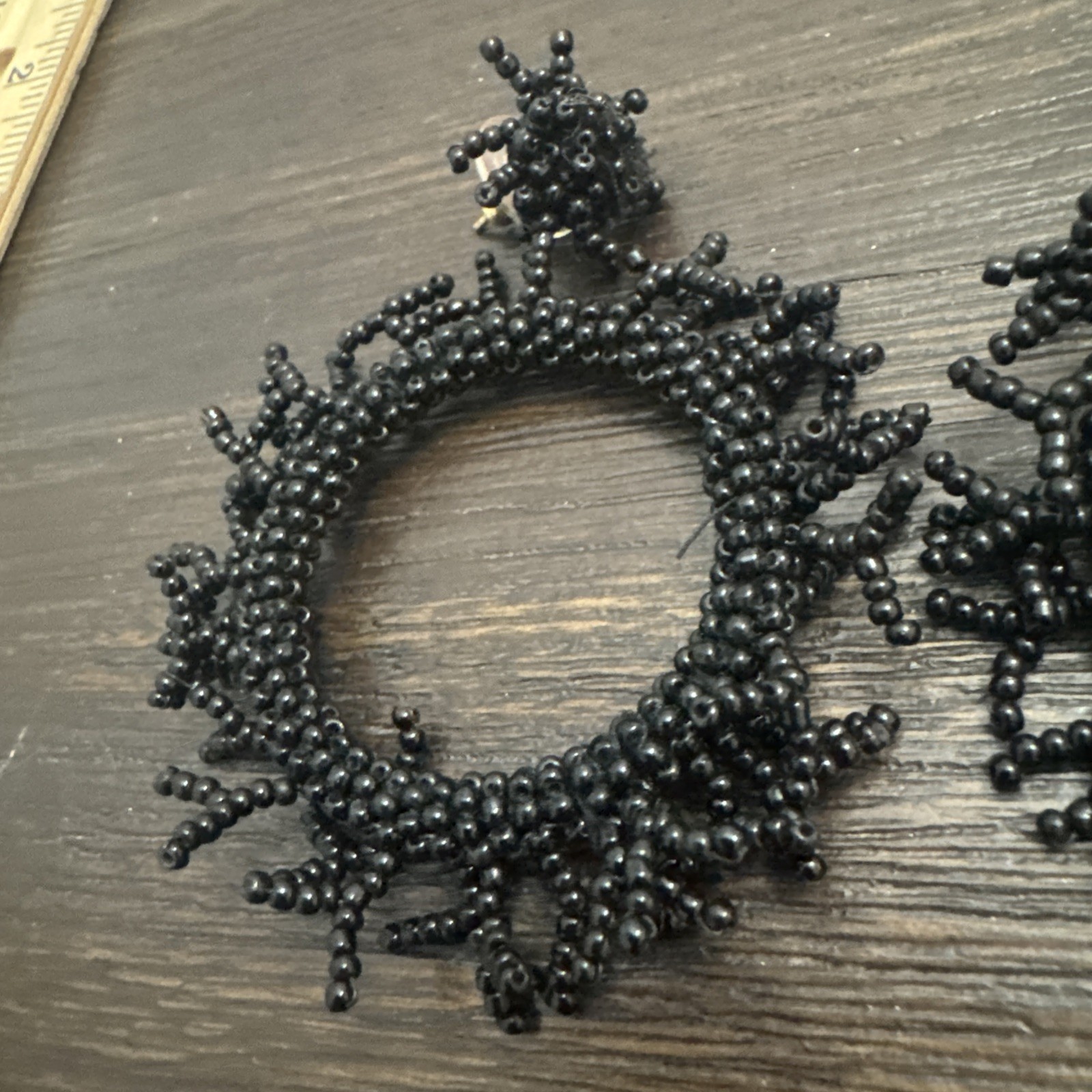 black beaded sequins drop/Dangle – Hoop