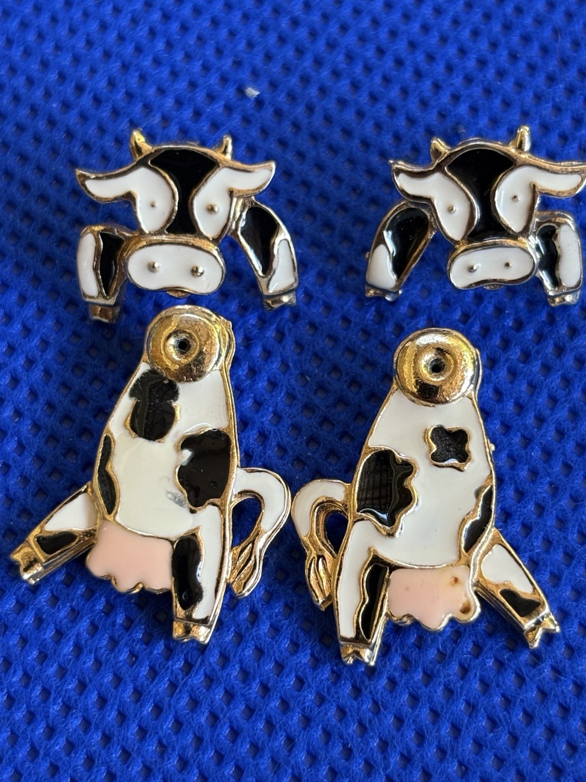 Vintage Moveable Cow Pierced Earrings Cow Lovers Earring Jewelry Farm