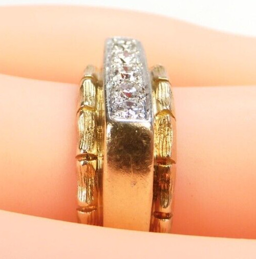 Antique 1920’s Diamond Engagement Ring 14K Two-Tone Gold 5.25 UK-K EGLUSA Unisex