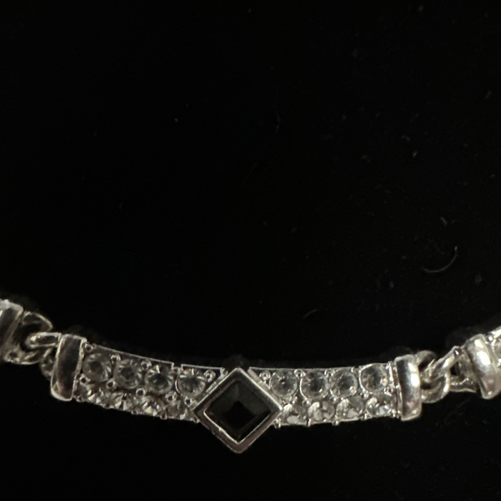 Vintage Napier Silver Tone With Black And Clear Rhinestones