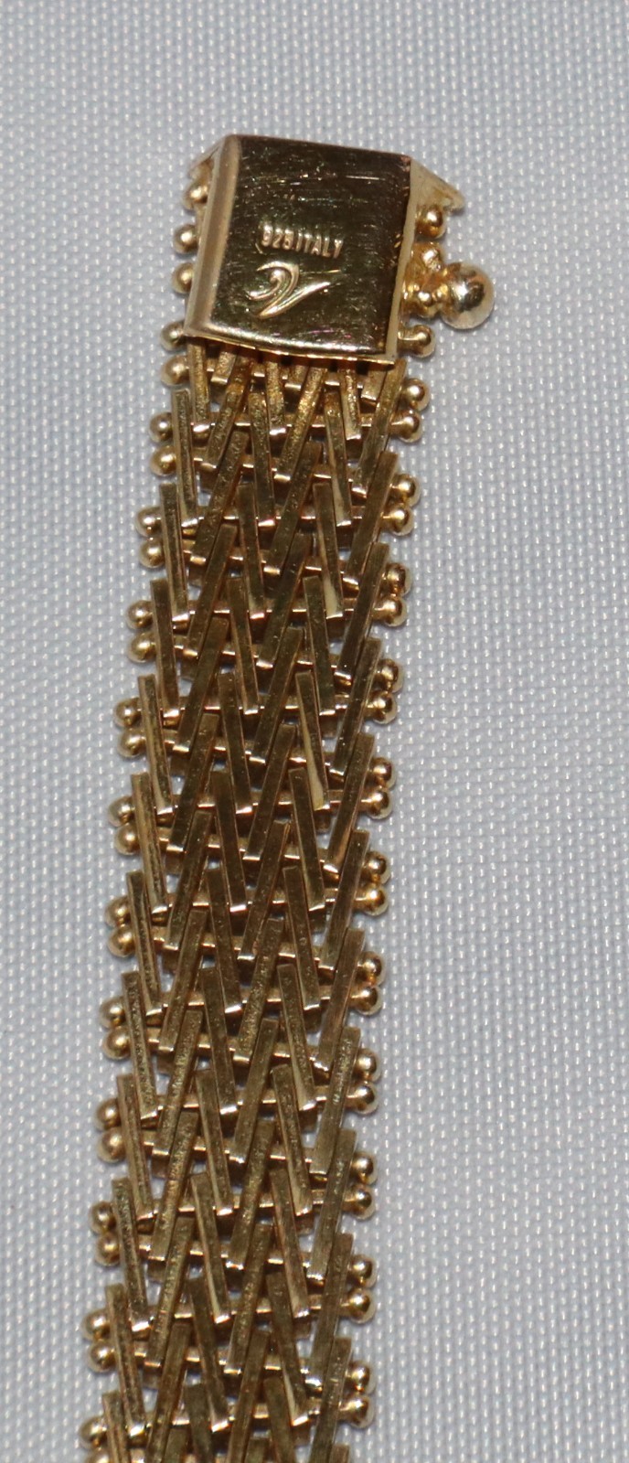 Vintage Sterling Silver Italy Gold Wash or Vermeil? 7 in Mesh Bracelet 18 grams