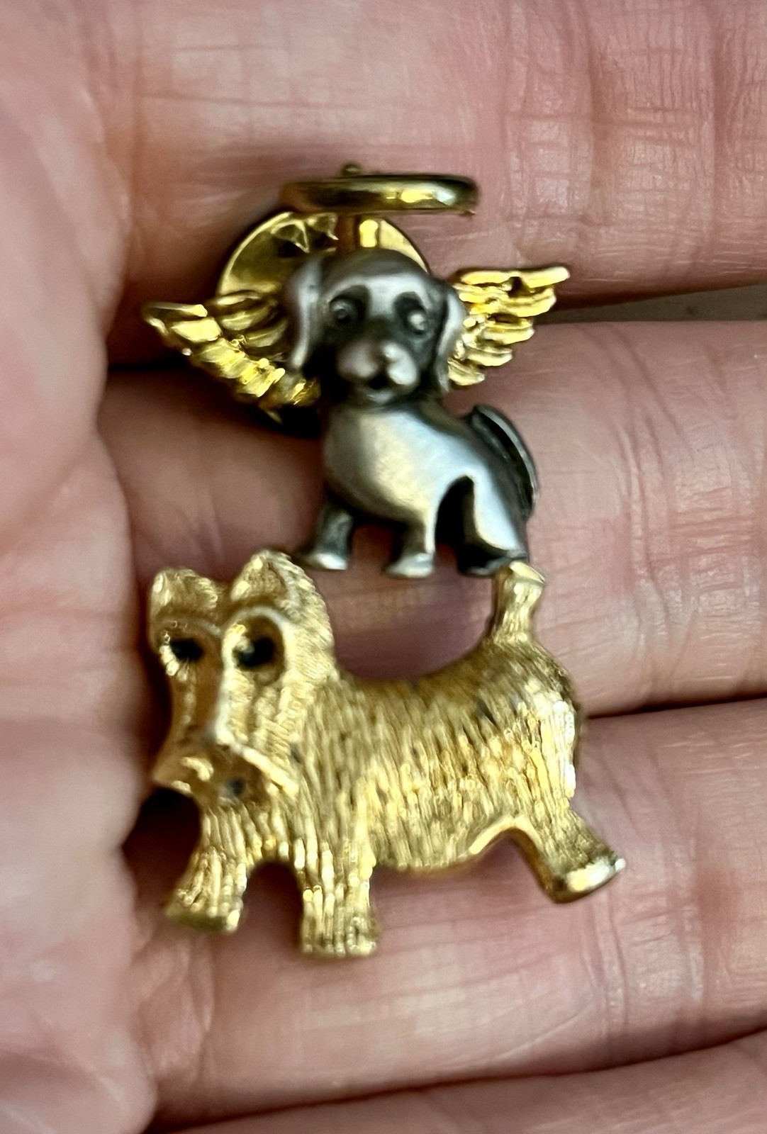 Lot of 4 Vintage Dog Puppy Themed Pieces of Jewelry Pins Necklace Scottie Poodle